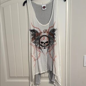 Harley DavidsonWhite Skull Graphic Women's Tank Top- high/low